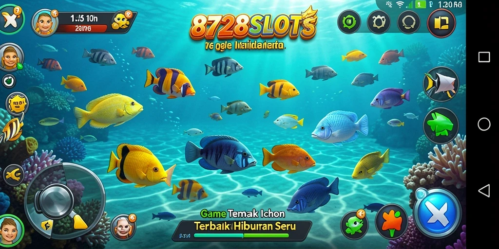 Tampilan ekstravaganza gameplay Tembak Ikan di 8728SLOTS yang menakjubkan.