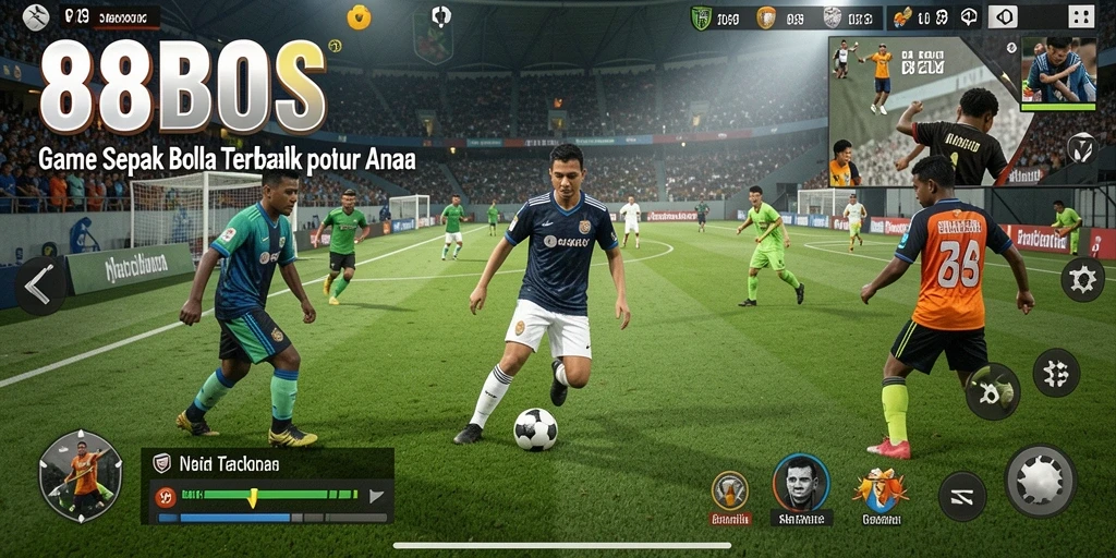Tampilan seru dari gameplay 88BOS yang menampilkan aksi sepak bola.