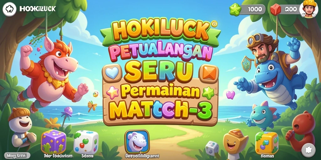 Tampilan screenshot utama HOKILUCK yang menunjukkan keseruan gameplay Match-3.