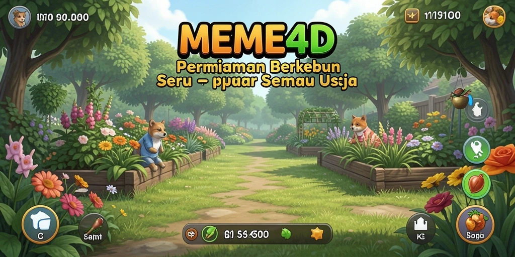 Tampilan gameplay seru di MEME4D dengan ladang yang subur.