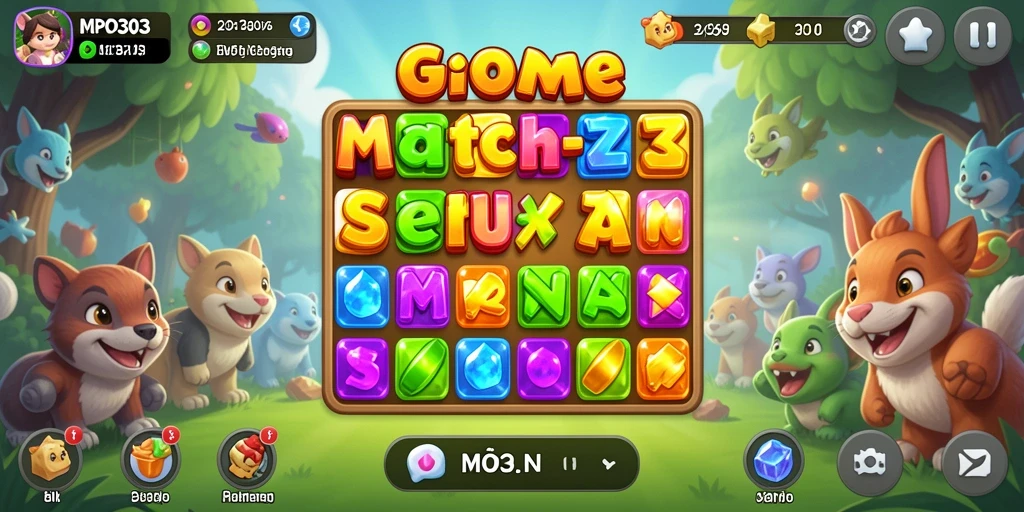 Tampilan gameplay MPO303 yang menarik dengan elemen puzzle Match-3.