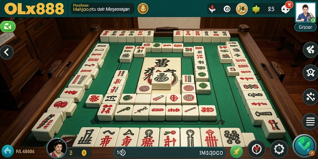 Screenshot OLX888 menampilkan gameplay Mahjong yang menarik.