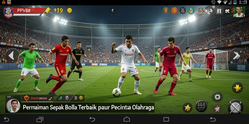 Tangkapan layar gameplay PPV88 yang penuh aksi sepak bola.