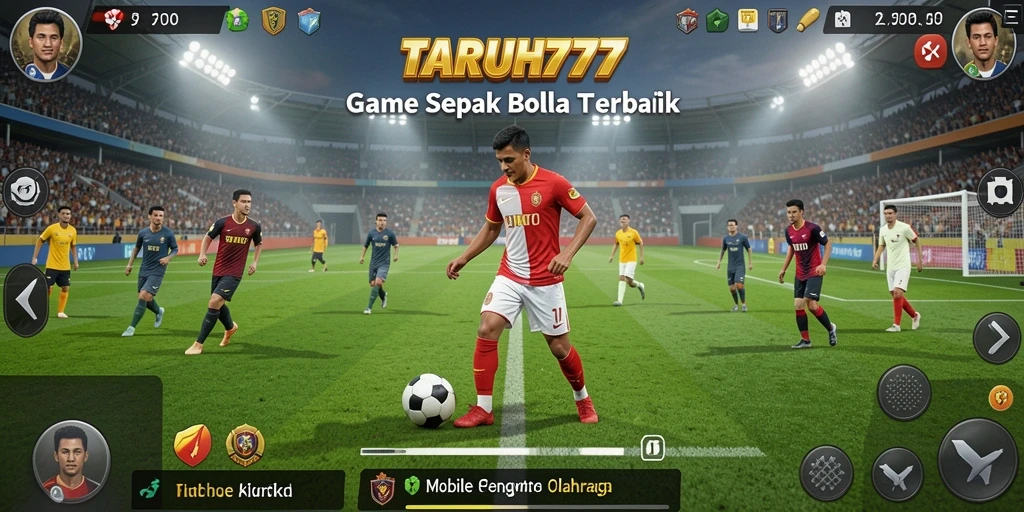 Tampilan screenshot TARUH777 menunjukkan aksi pertandingan sepak bola yang intens.