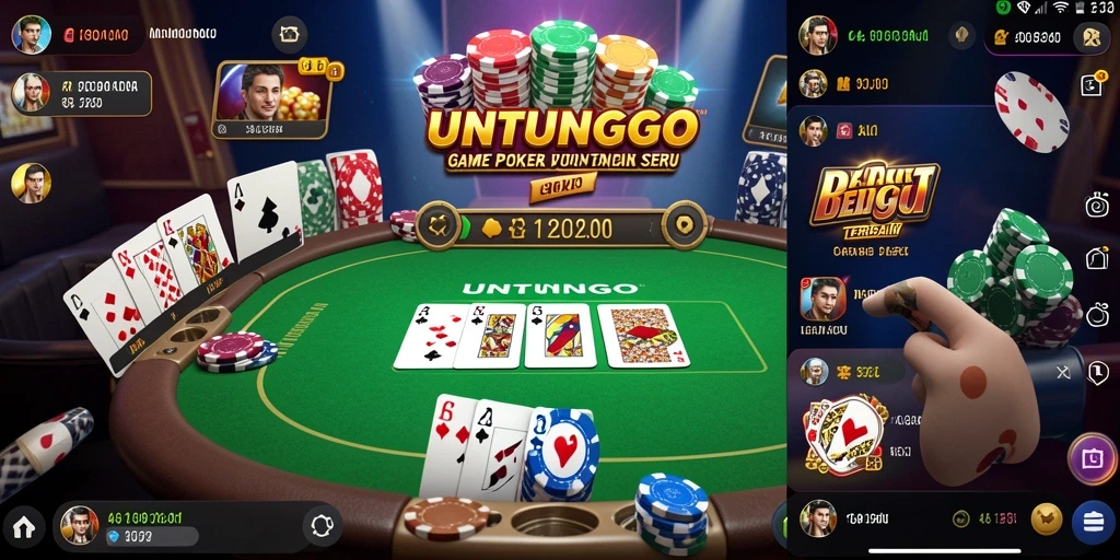 Screenshot utama UNTUNGGO menampilkan keseruan permainan Poker.