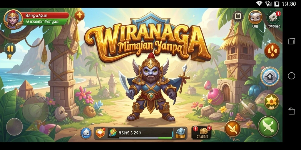 Tampilan dinamis gameplay <strong>WIRANAGA</strong> yang penuh dengan strategi Tycoon.